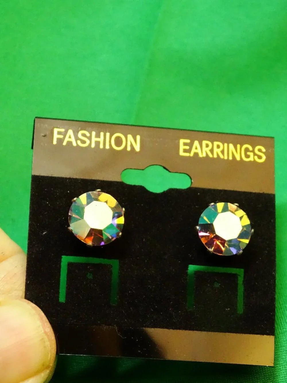 Large Aurora Borealis Crystal Stud Earrings